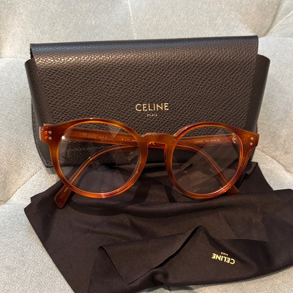 Celine Amber Tortoiseshell Round Glasses